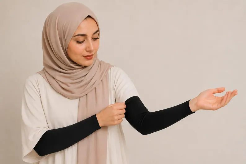 Elegant Turlu 1 pair Arm Sleeve with/without button Cover comfy stretch Women