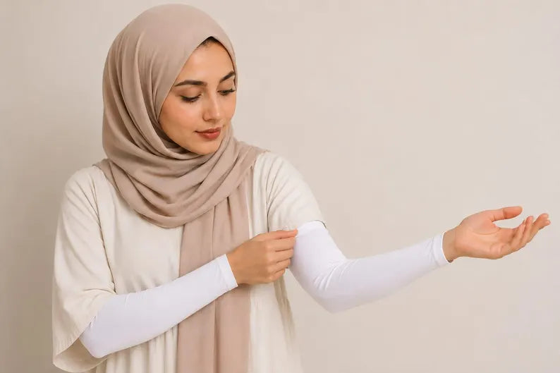 Elegant Turlu 1 pair Arm Sleeve with/without button Cover comfy stretch Women