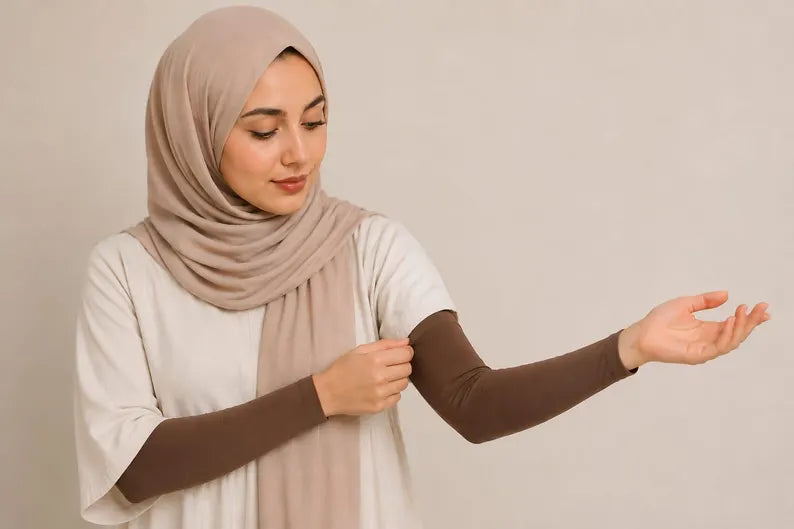 Elegant Turlu 1 pair Arm Sleeve with/without button Cover comfy stretch Women