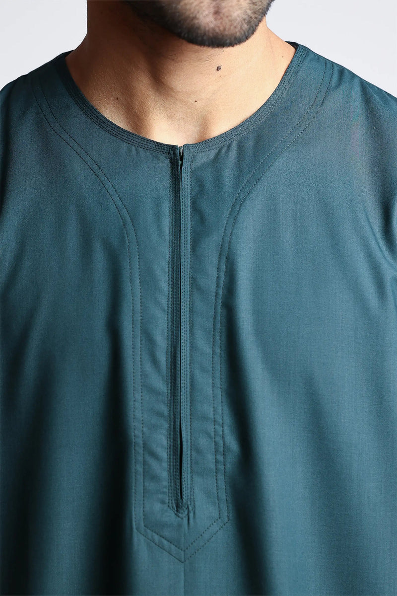 Tuscan Timber Green Half Sleeve Thobe By Al Noor