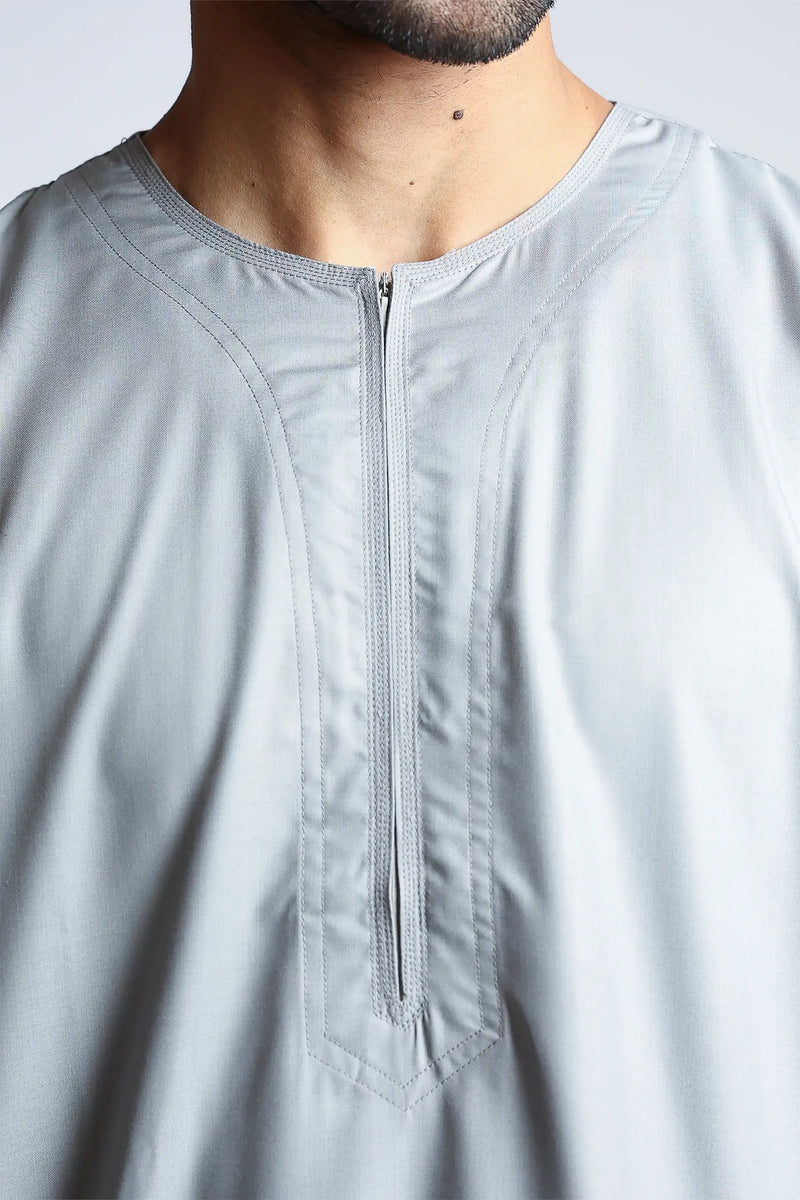 Tuscan Heather Grey Half Sleeve Thobe By Al Noor- J152