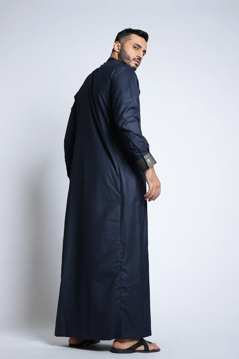 Diplomatic Blue Cutaway Thobe By Al noor- J153