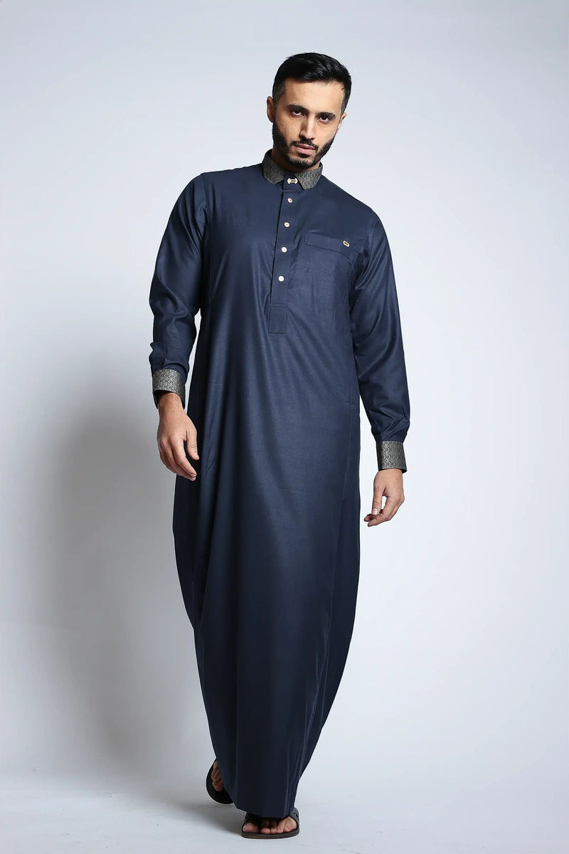 Diplomatic Blue Cutaway Thobe By Al noor- J153