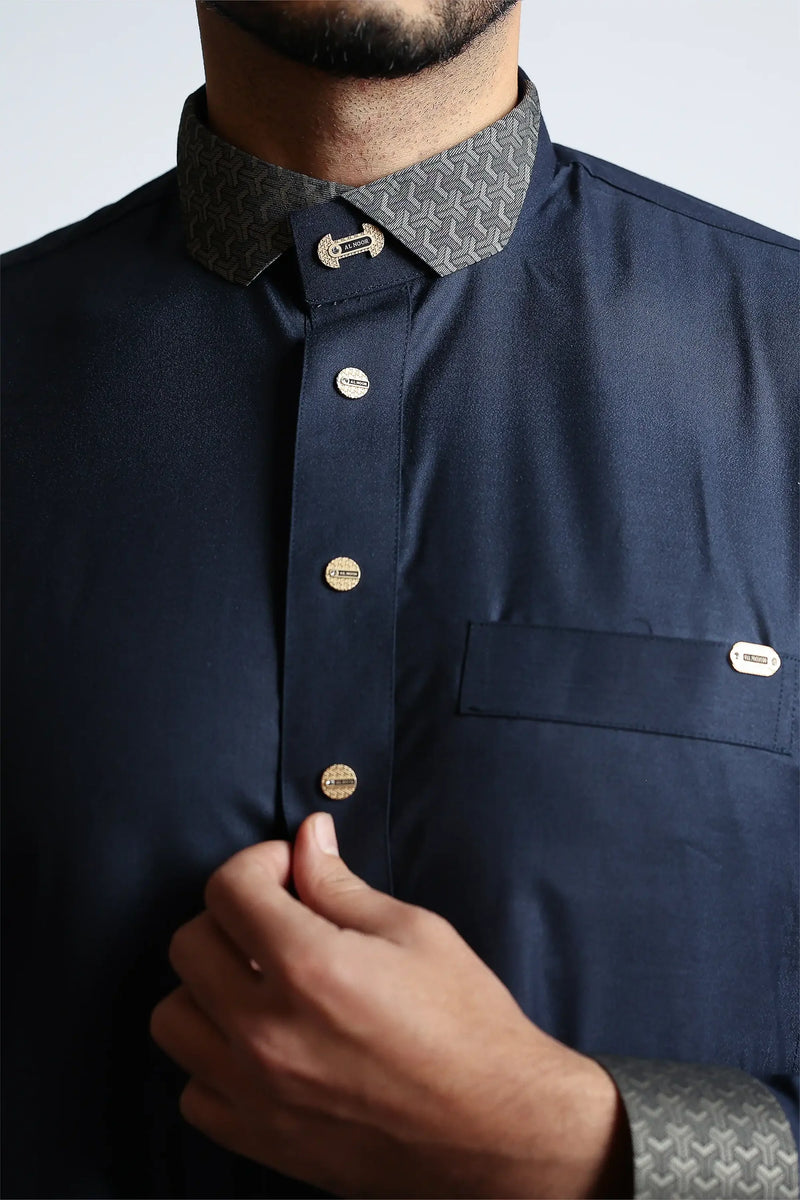 Diplomatic Blue Cutaway Thobe By Al noor- J153