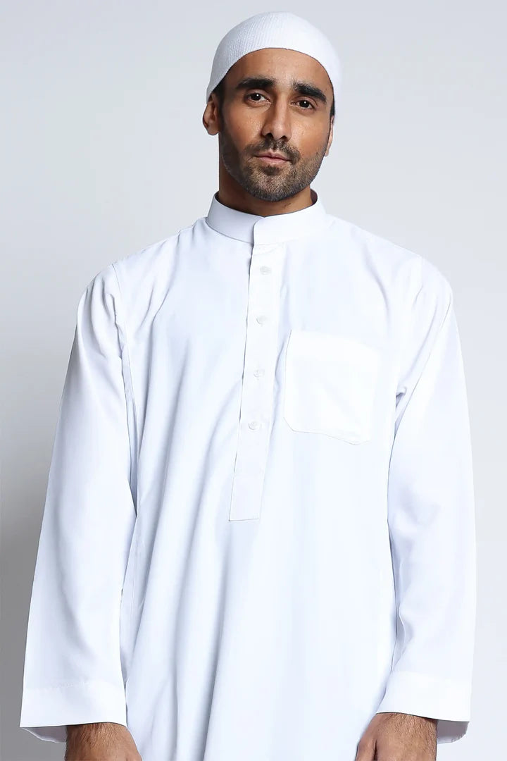 White Collar Thobe By Al noor- J150