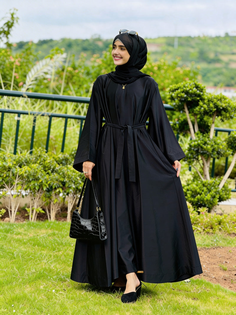 ZAMZAM Permium Plain black abaya