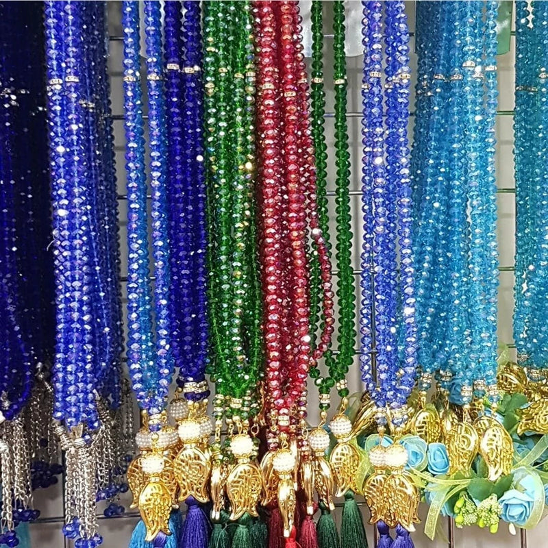 10's of Crystal ROYAL BLUE Islamic Tassel Tasbih pearl 99 Prayer Bead for Zikr