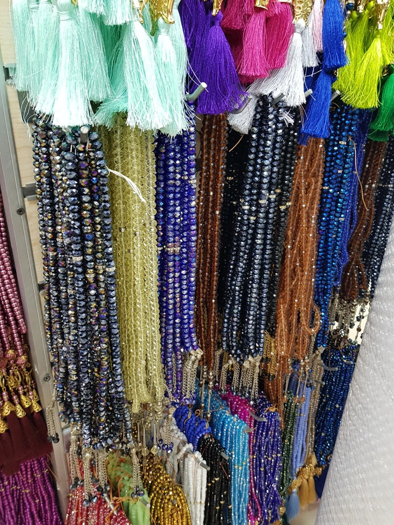 10's of Crystal ROYAL BLUE Islamic Tassel Tasbih pearl 99 Prayer Bead for Zikr