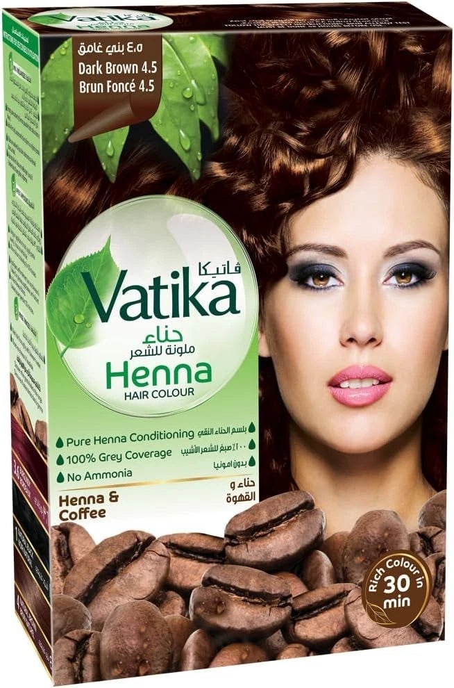 Vatika Henna Hair Colour Powder 60g (6x 10g)– Blackseed or Coffee – Ammonia Free