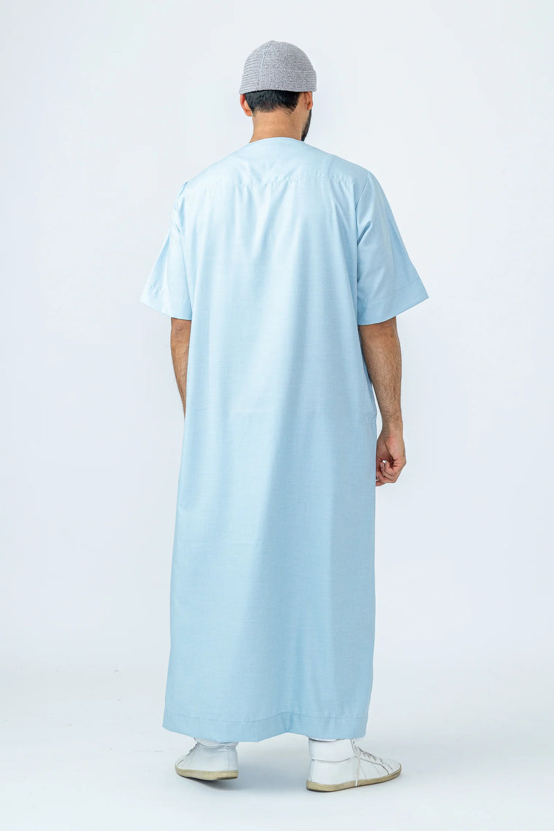 Tuscan Sky Blue Half Sleeve Thobe By Al Noor