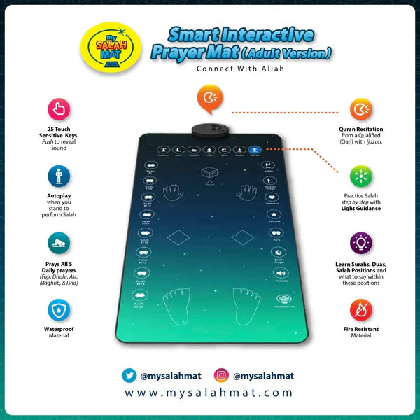My Salah Mat Smart Interactive Prayer Mat - Learn To Pray: Adult & Revert version