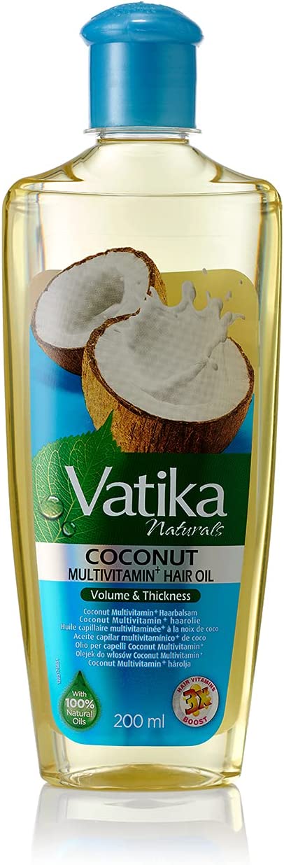 Vatika Naturals Coconut Enriched Hair Oil 100% Natural Oils Unique Formulation For thick, Voluminous Hair 200 ml