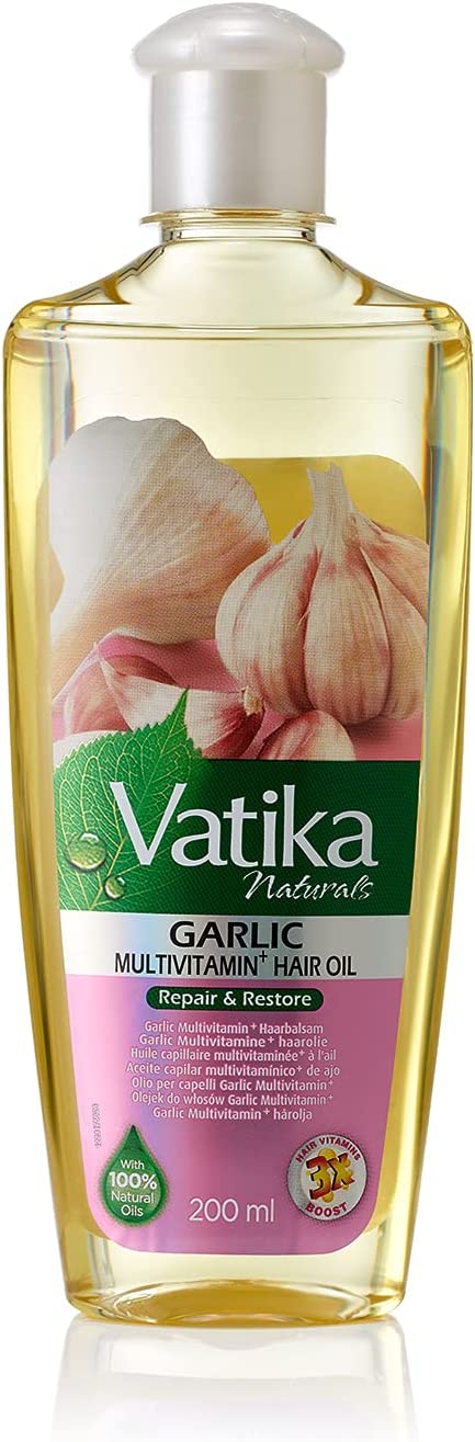 Vatika Multivitamin Enriched Garlic Hair Oil 200ml | Garlic, ghergir, rosemary | 100% natural oils | For beautiful strong hair