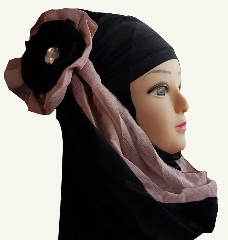 Fancy Two pieces Flower Hijab Head