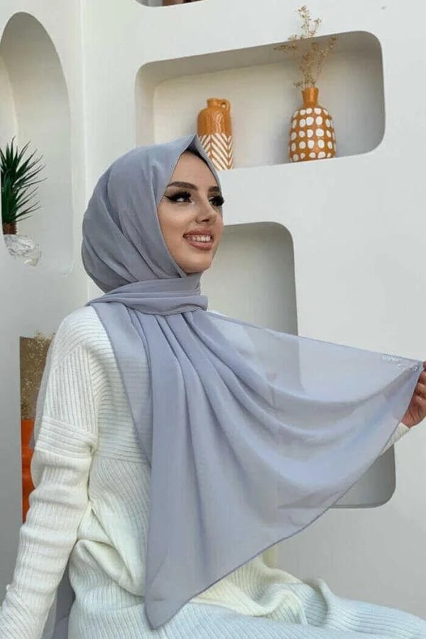 Chiffon Large Plain Shawl Head Scarf Wrap Hijab 190x 70cm High-Quality Turkish