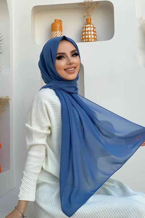 Chiffon Large Plain Shawl Head Scarf Wrap Hijab 190x 70cm High-Quality Turkish