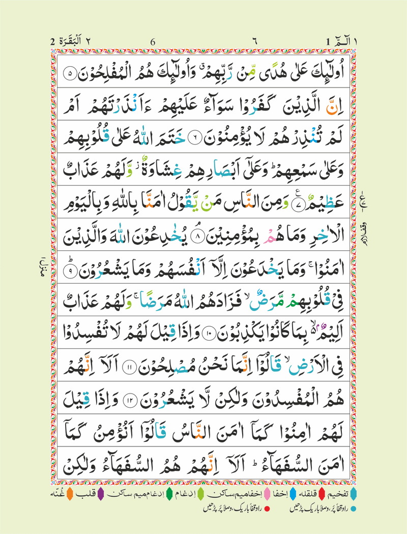 Colour Coded Tajweed Rules -Urdu Script