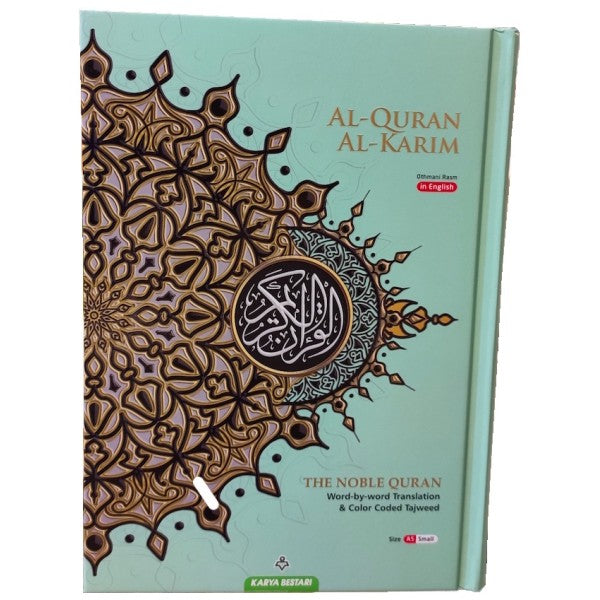 The Noble Quran Word-by-Word Translation and Colour Coded Tajweed Blue A5 Small