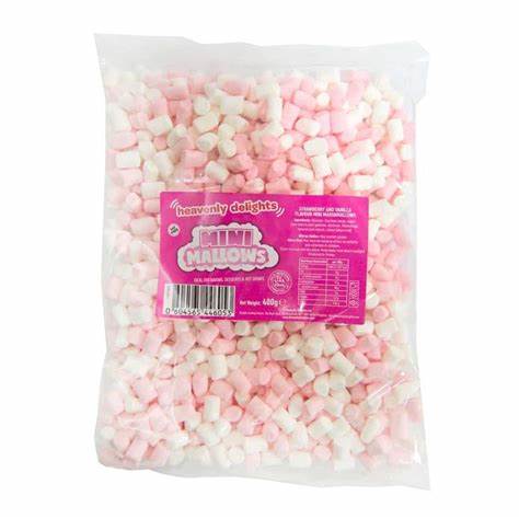Heavenly Delights Halal Pink & White Mini Mallows - 400g HMC Halal Certified